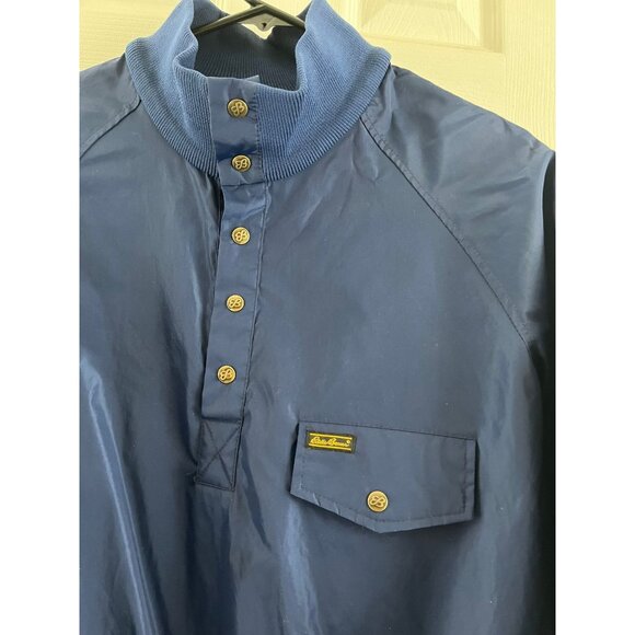 Vtg 1980's Eddie Bauer Men's Navy Blue Pullover Windbreaker Jacket Snap Closure - Picture 5 of 10